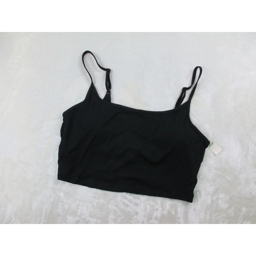 NEW Aerie Ribbed Scoop Longline Bikini Top‎ Womens 2XL Black Adjustable Straps - Picture 2 of 8